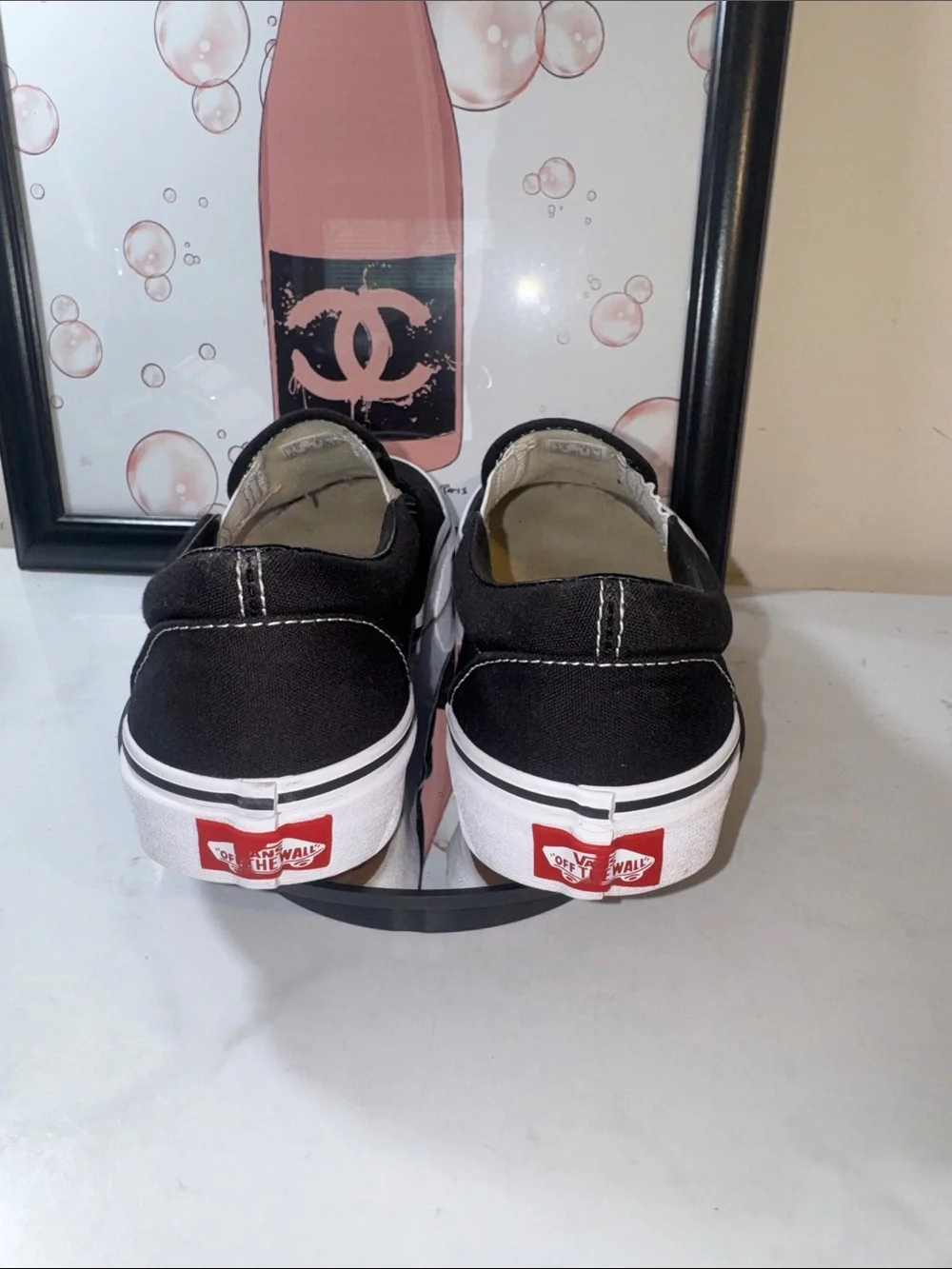 Vans Classic Unisex Black & White Slip-On Sneakers - Size 7 Men’s/ 8.5 Women’s